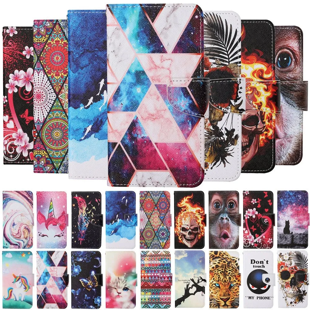 Anymob Samsung Blue Yellow Butterfly Pattern Phone Case Magnetic Flip Leather Wallet Painted Cover