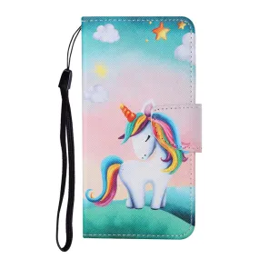 Anymob Samsung Candy Unicorn Pattern Phone Case Magnetic Flip Leather Wallet Painted Cover