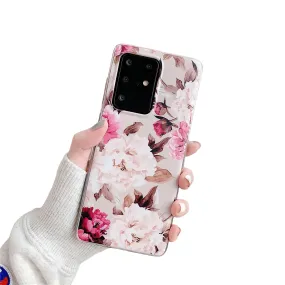 Anymob Samsung Case Peach Color Design Art Leaf Flower Silicon Without Holder Stand Phone Cover