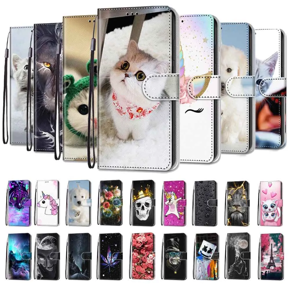 Anymob Samsung Case Purple Cheetah Painted Magnetic Flip Leather Card slot Wallet Book Style Cover