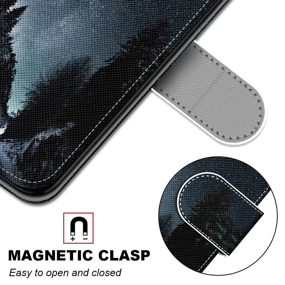Anymob Samsung Case Purple Cheetah Painted Magnetic Flip Leather Card slot Wallet Book Style Cover