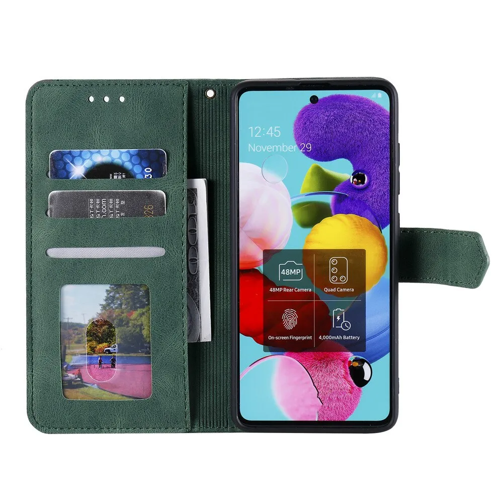 Anymob Samsung Charcoal Black Splicing Flip Leather Case Card Slot Wallet Phone Cover