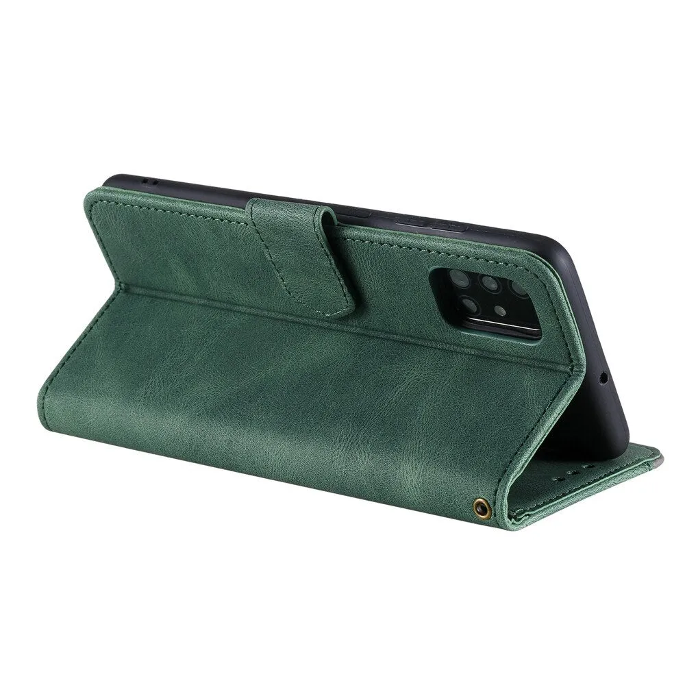Anymob Samsung Charcoal Black Splicing Flip Leather Case Card Slot Wallet Phone Cover