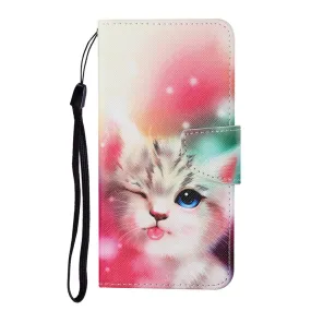 Anymob Samsung Cute Kitty Pattern Phone Case Magnetic Flip Leather Wallet Painted Cover