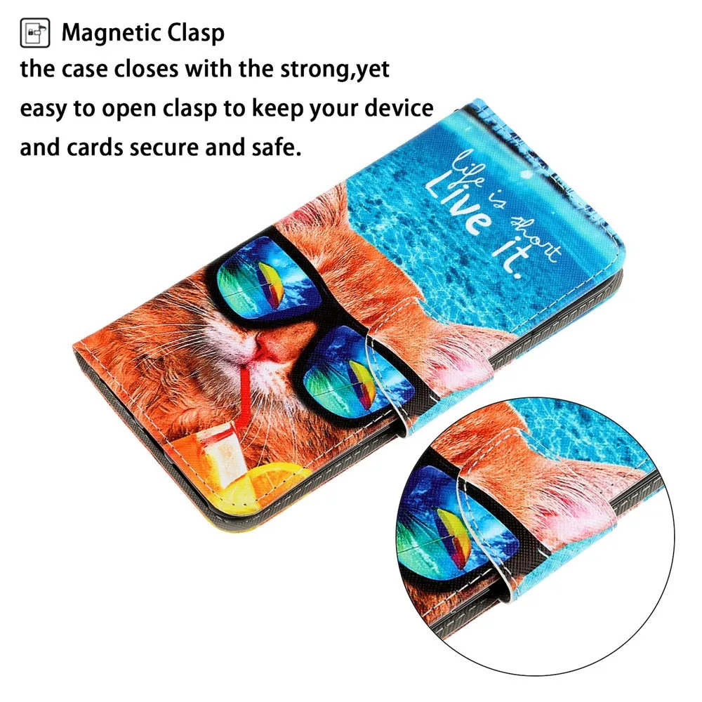 Anymob Samsung Cute Orange Kitty Magnetic Flip Wallet Case Painted Leather Phone Cover