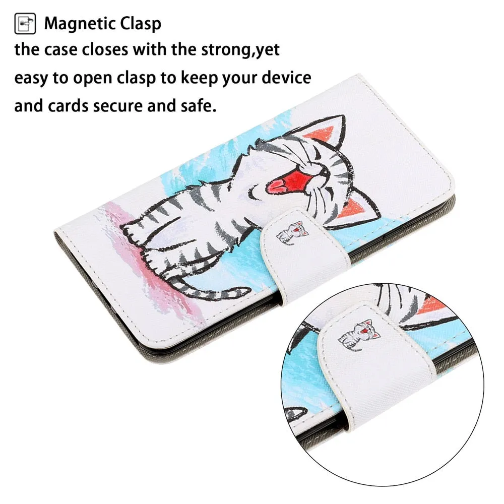 Anymob Samsung Cute Orange Kitty Magnetic Flip Wallet Case Painted Leather Phone Cover
