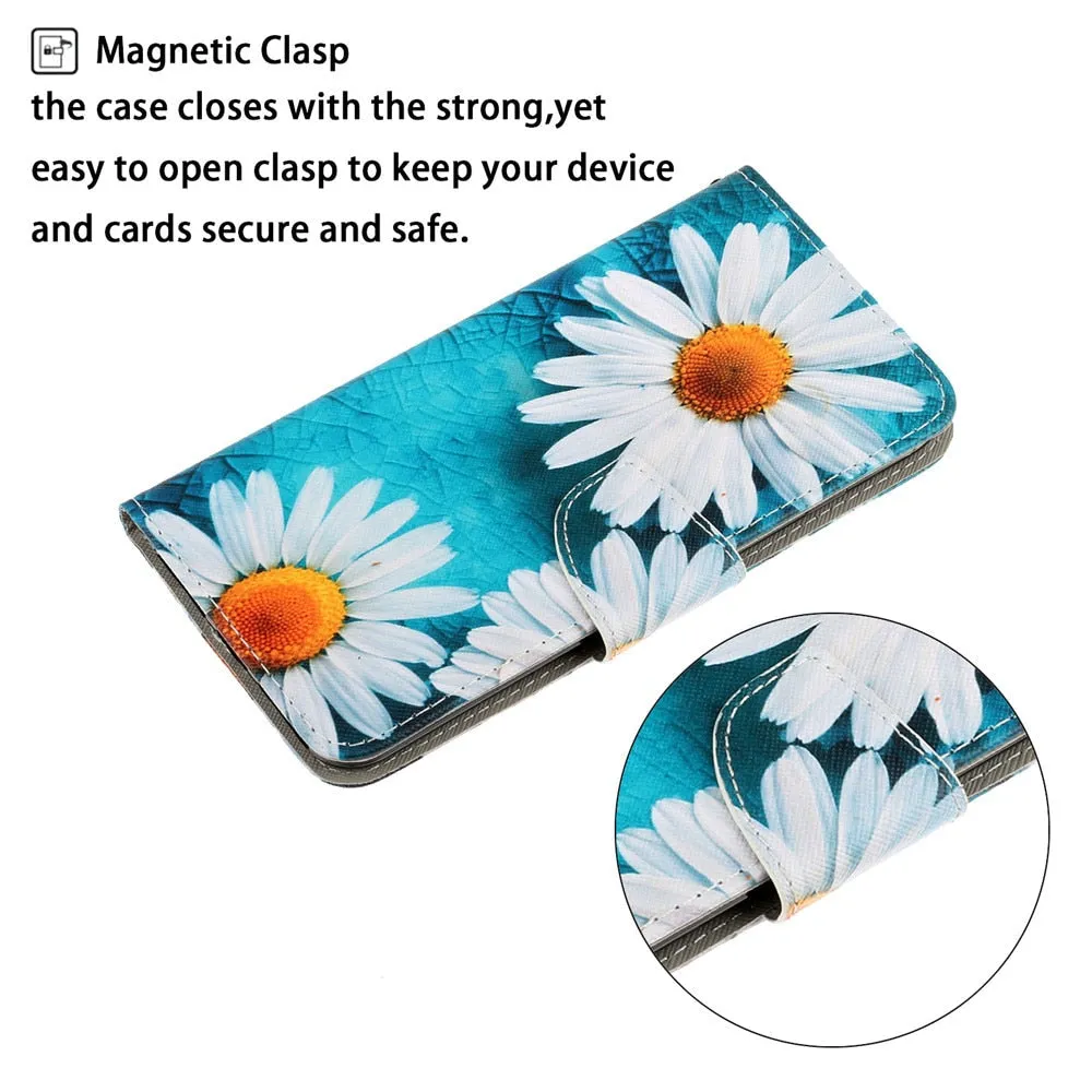 Anymob Samsung Cute Orange Kitty Magnetic Flip Wallet Case Painted Leather Phone Cover