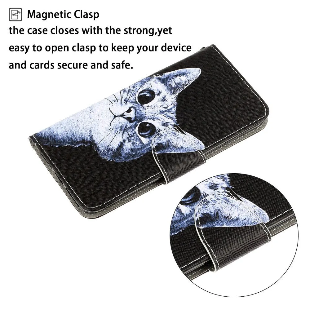Anymob Samsung Cute Orange Kitty Magnetic Flip Wallet Case Painted Leather Phone Cover