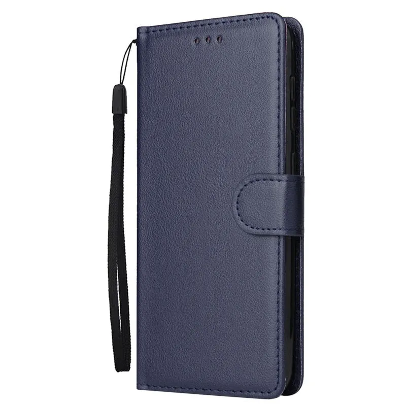 Anymob Samsung Dark Blue Leather Case Flip Wallet Phone Cover
