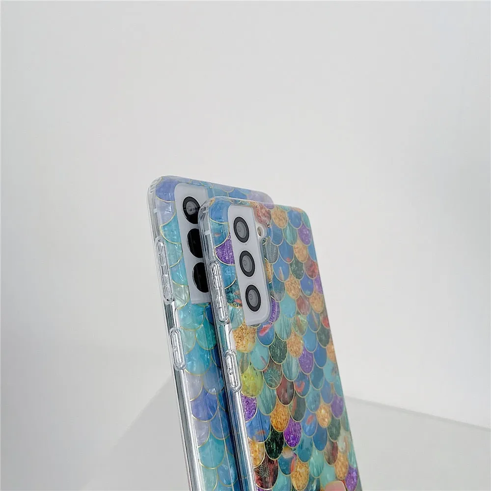 Anymob Samsung Gradient Pink Silicone Dream Shell Pattern Case Shockproof Back Cover