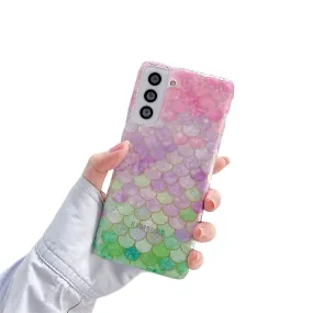 Anymob Samsung Gradient Pink Silicone Dream Shell Pattern Case Shockproof Back Cover