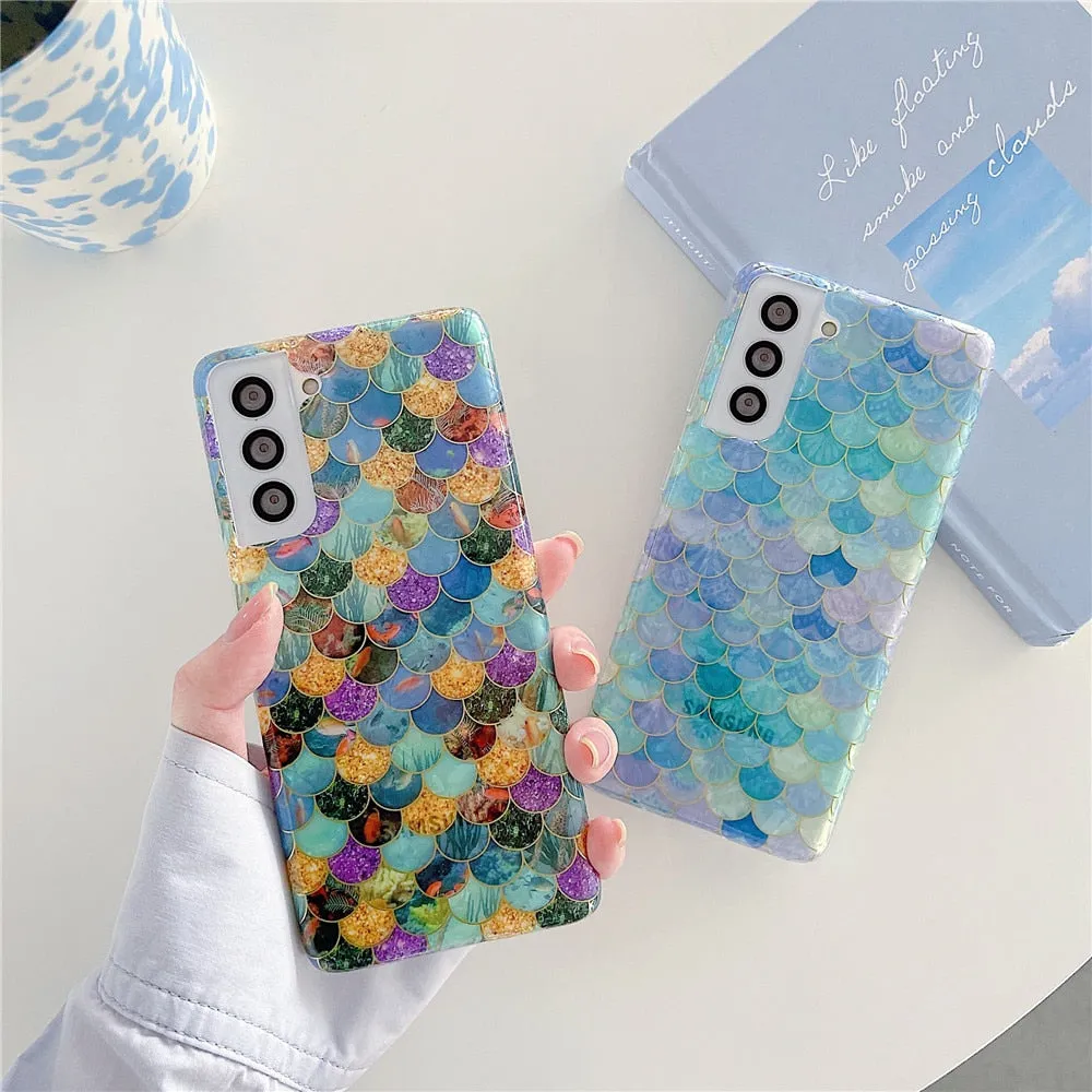 Anymob Samsung Gradient Pink Silicone Dream Shell Pattern Case Shockproof Back Cover