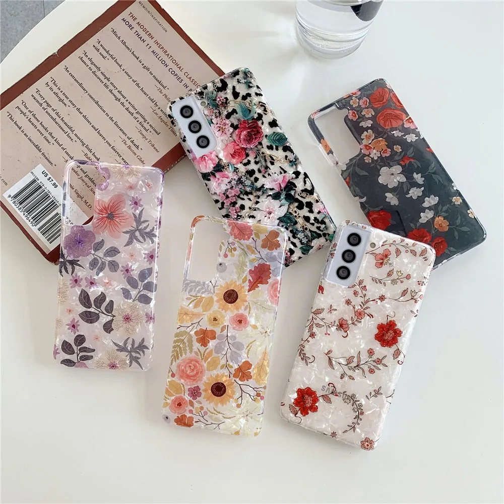 Anymob Samsung Gradient Pink Silicone Dream Shell Pattern Case Shockproof Back Cover