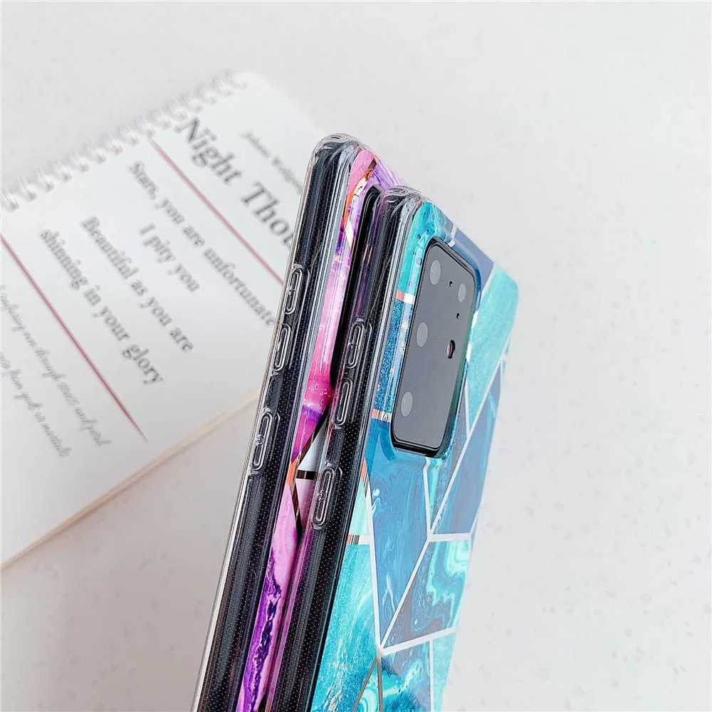 Anymob Samsung Green Geometry Marble Case Silicon Phone Cover