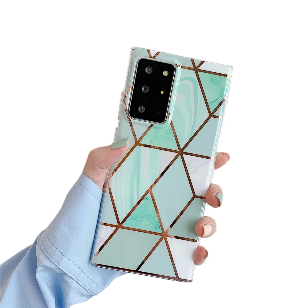 Anymob Samsung Green Geometry Marble Case Silicon Phone Cover