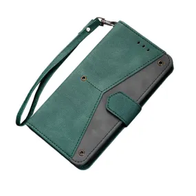 Anymob Samsung Green Splicing Flip Leather Case Card Slot Wallet Phone Cover