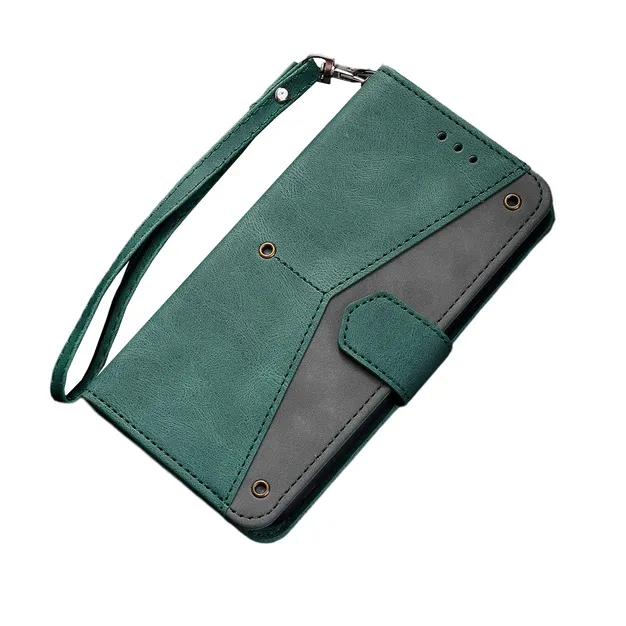 Anymob Samsung Green Splicing Flip Leather Case Card Slot Wallet Phone Cover