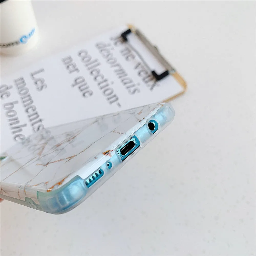 Anymob Samsung Light Blue Smooth Marble Phone Case Silicone Shockproof Cover