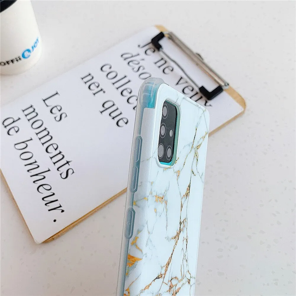 Anymob Samsung Light Blue Smooth Marble Phone Case Silicone Shockproof Cover