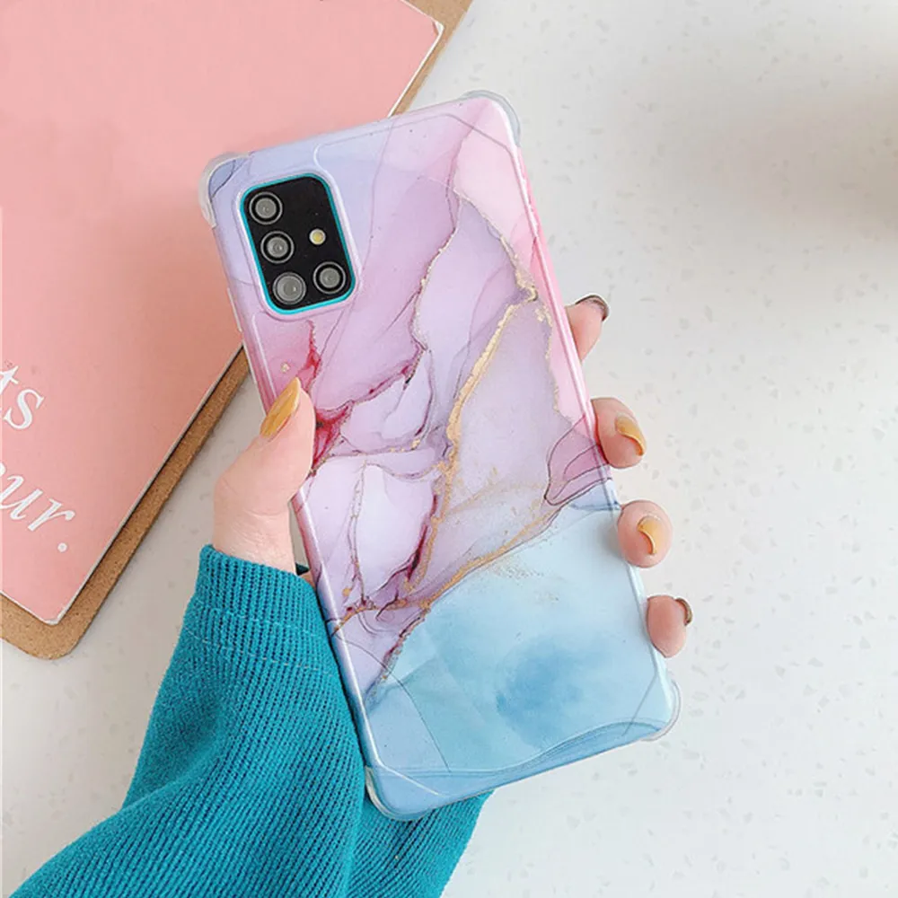 Anymob Samsung Light Blue Smooth Marble Phone Case Silicone Shockproof Cover