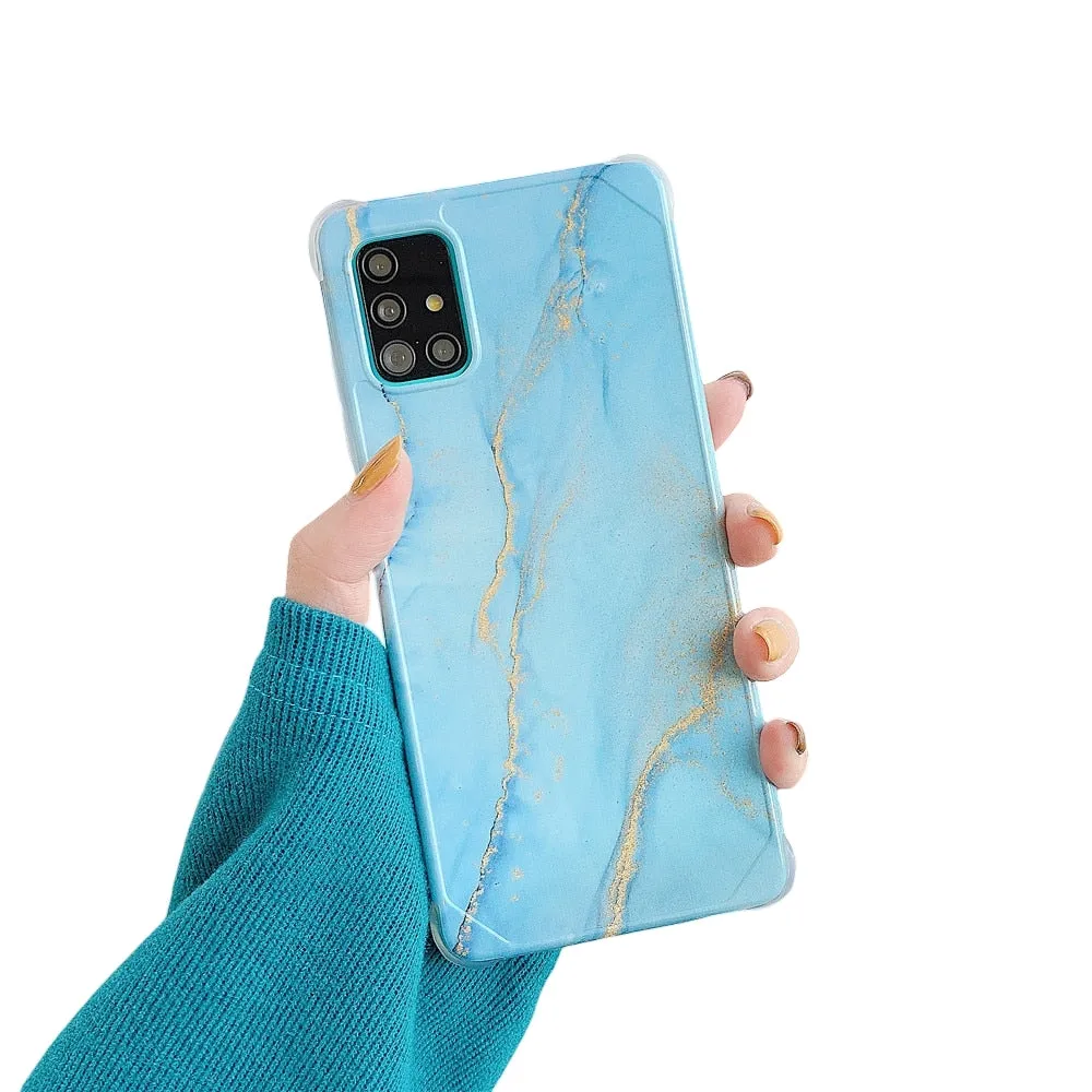 Anymob Samsung Light Blue Smooth Marble Phone Case Silicone Shockproof Cover