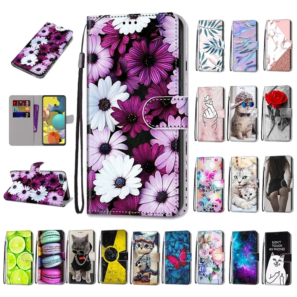 Anymob Samsung Neon Fashion Flowers Painted Flip Phone Case Leather Wallet Cover
