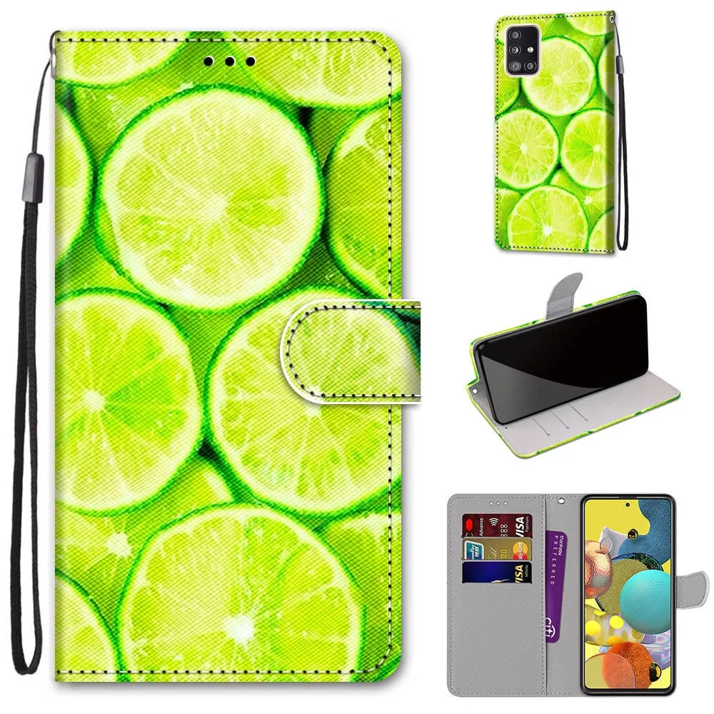 Anymob Samsung Neon Fashion Flowers Painted Flip Phone Case Leather Wallet Cover