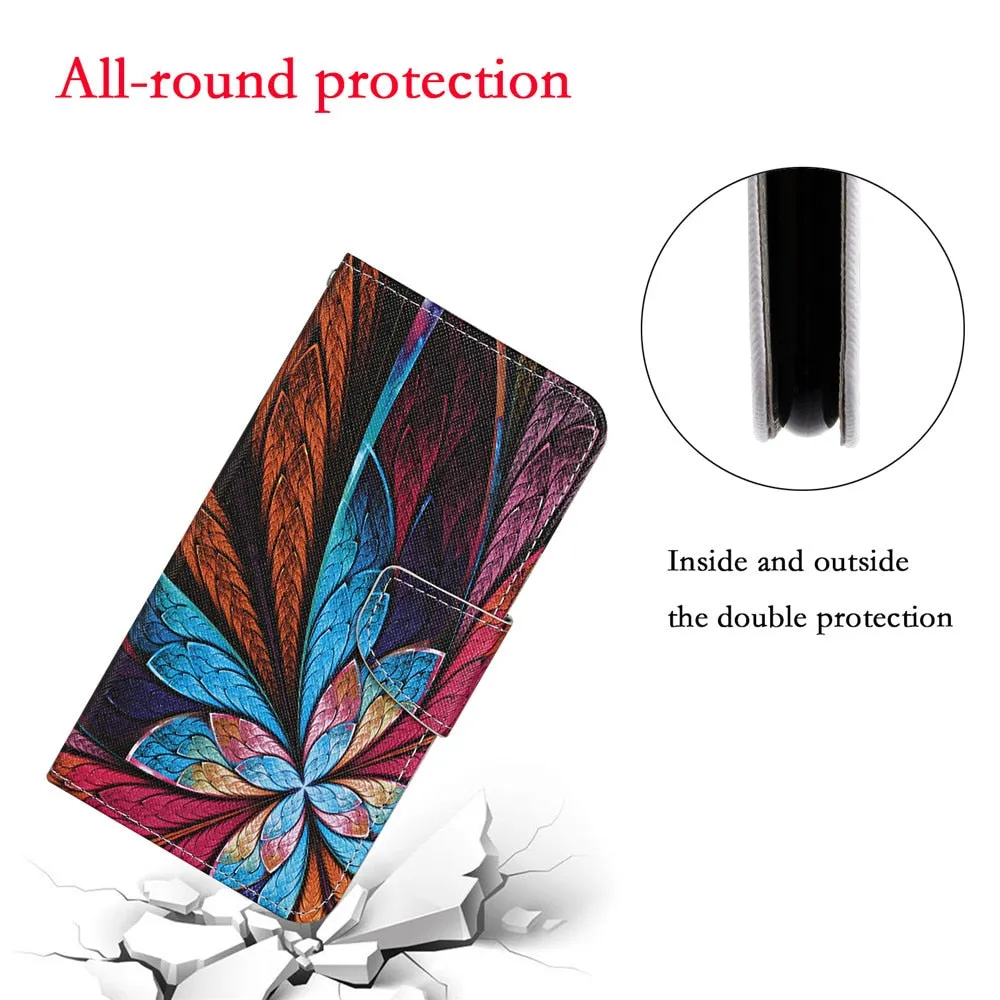 Anymob Samsung Pink Butterfly Flip Wallet Phone Case Leather Stand Function Cover