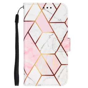 Anymob Samsung Pink Geometric Marble Leather Case Flip Wallet Magnetic Phone Cover