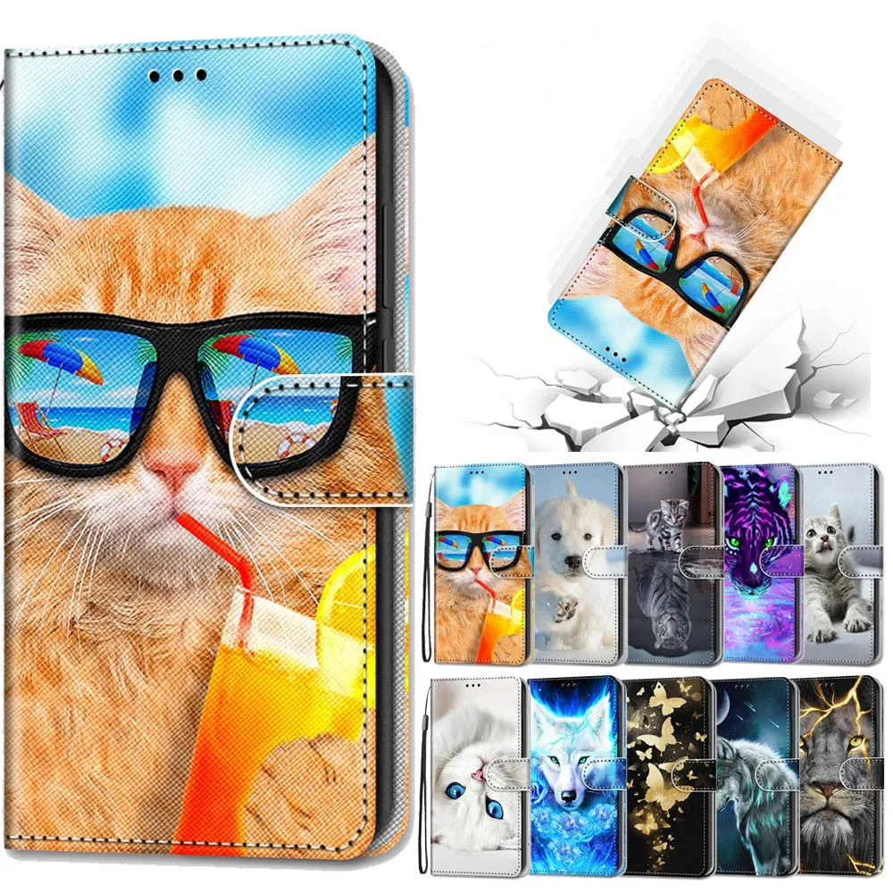 Anymob Samsung Puppy Cute Animal Painted Leather Phone Case Flip Wallet Phone Bag Cover