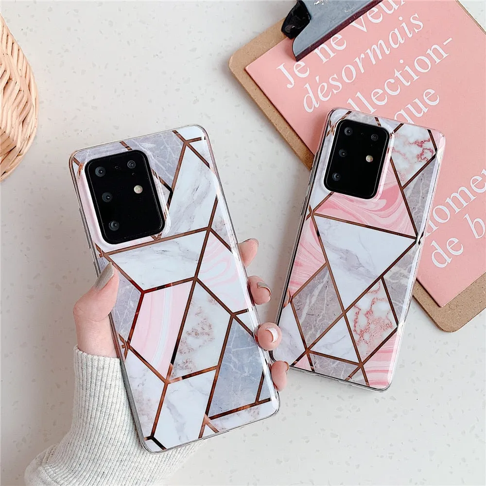 Anymob Samsung Purple Geometric Marble Phone Case Silicone Cover