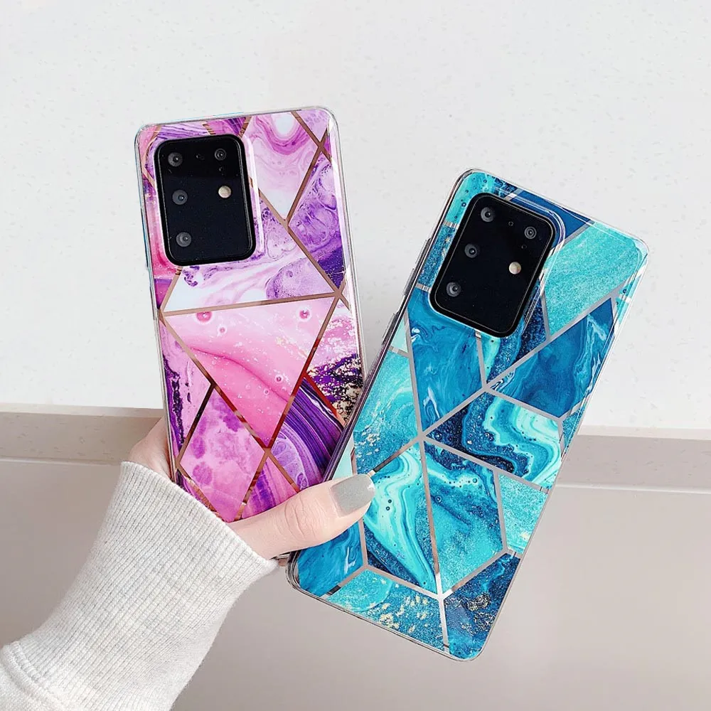 Anymob Samsung Purple Geometric Marble Phone Case Silicone Cover