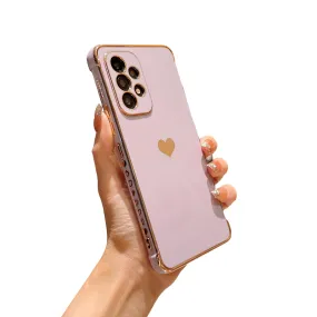 Anymob Samsung Violet With Bronze Plating Silicon Case Love Heart Side Pattern Phone Cover
