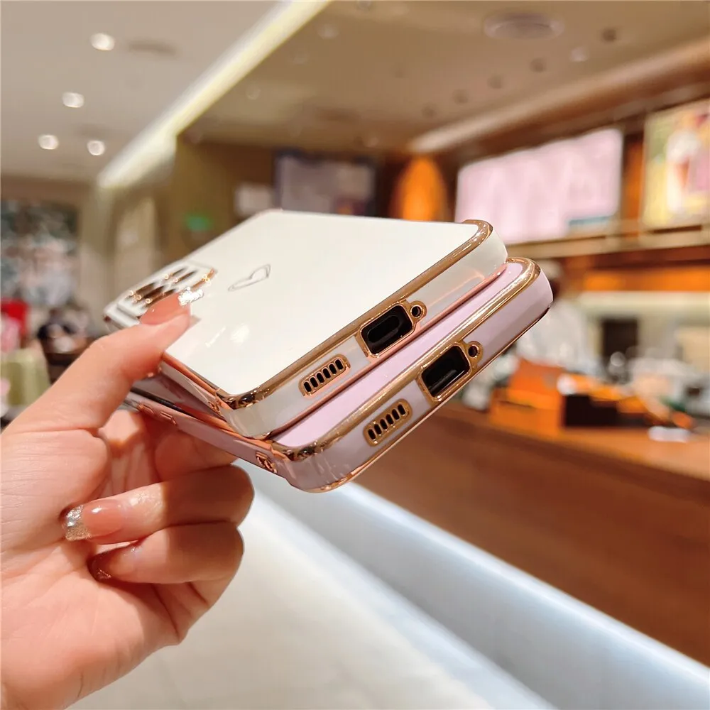 Anymob Samsung White Soft Electroplated Love Heart Phone Case Silicon Cases Cover