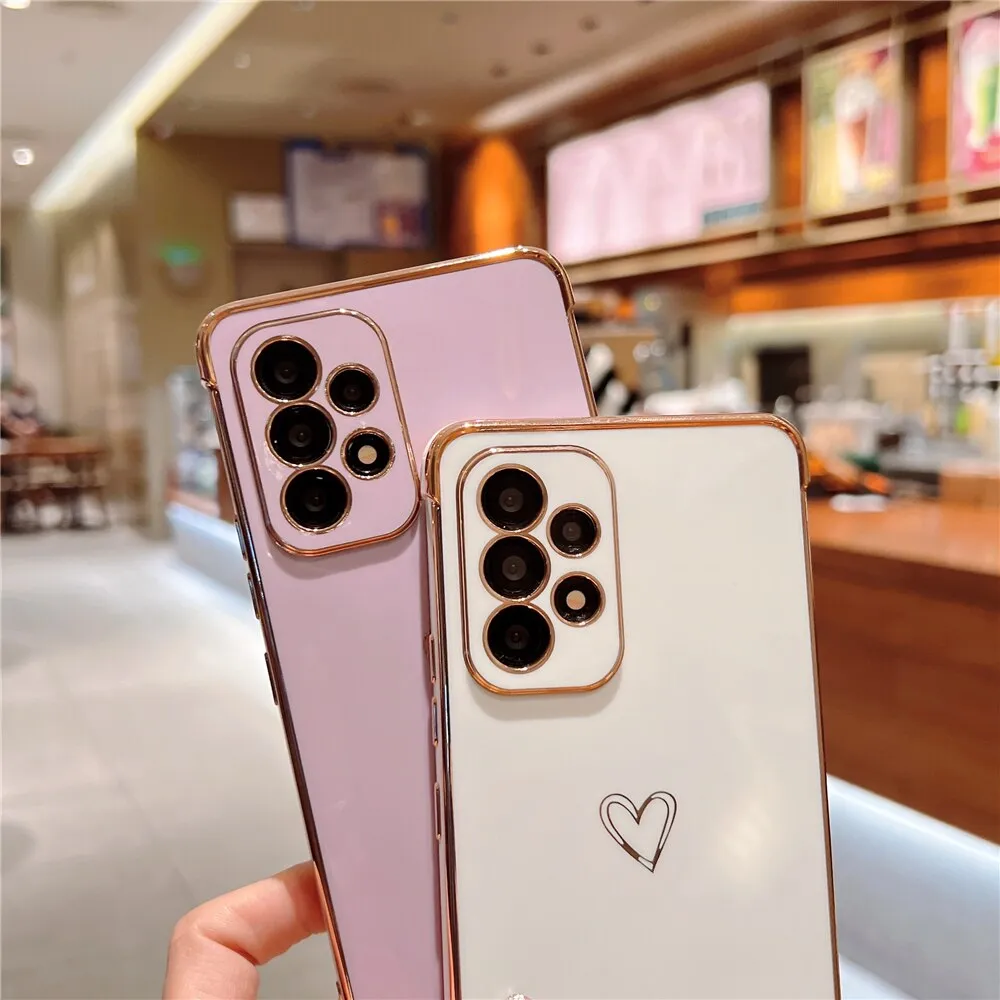 Anymob Samsung White Soft Electroplated Love Heart Phone Case Silicon Cases Cover