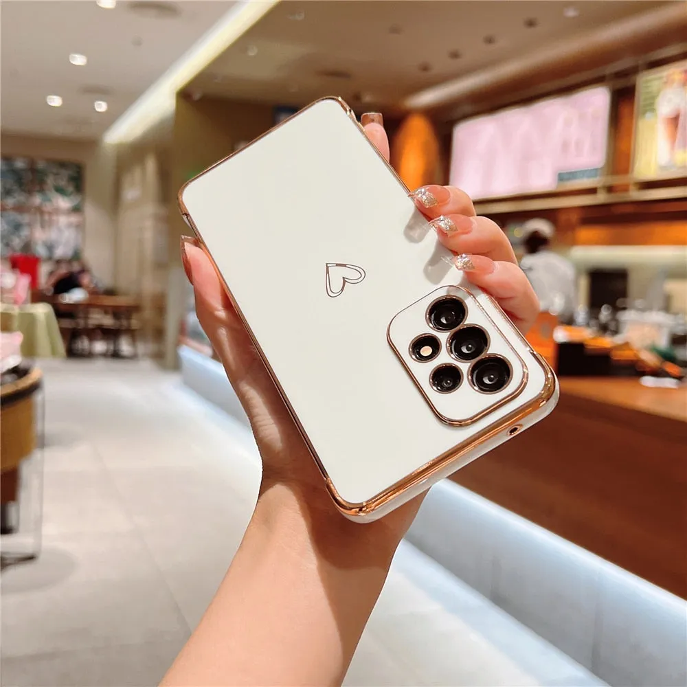 Anymob Samsung White Soft Electroplated Love Heart Phone Case Silicon Cases Cover