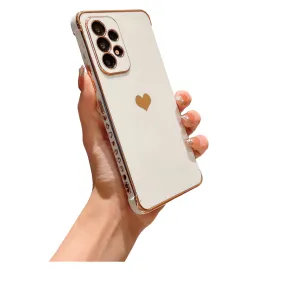 Anymob Samsung White With Bronze Plating Silicon Case Love Heart Side Pattern Phone Cover