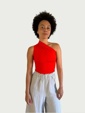 Asymmetrical Tank Top in Electric Tangerine