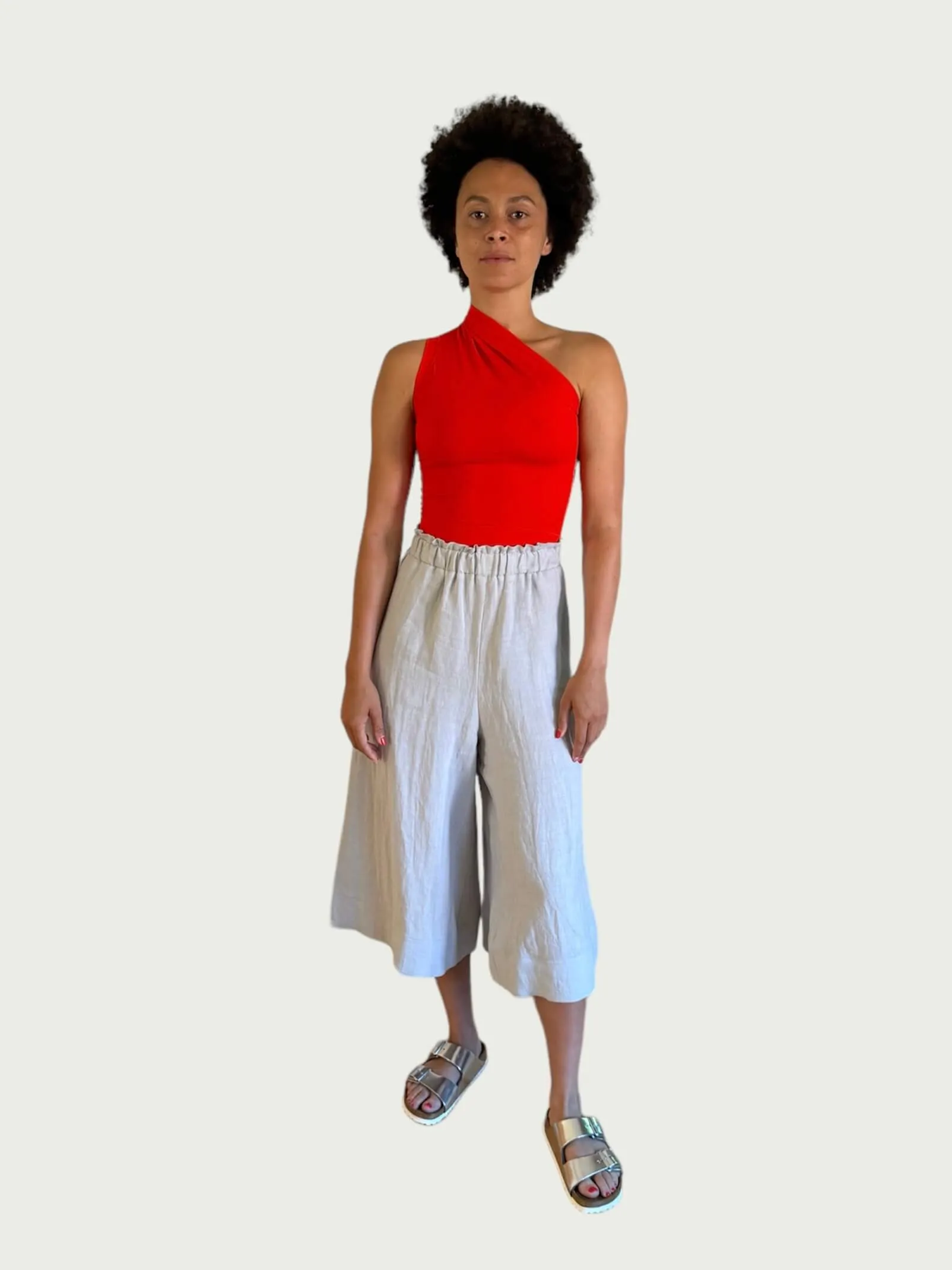 Asymmetrical Tank Top in Electric Tangerine