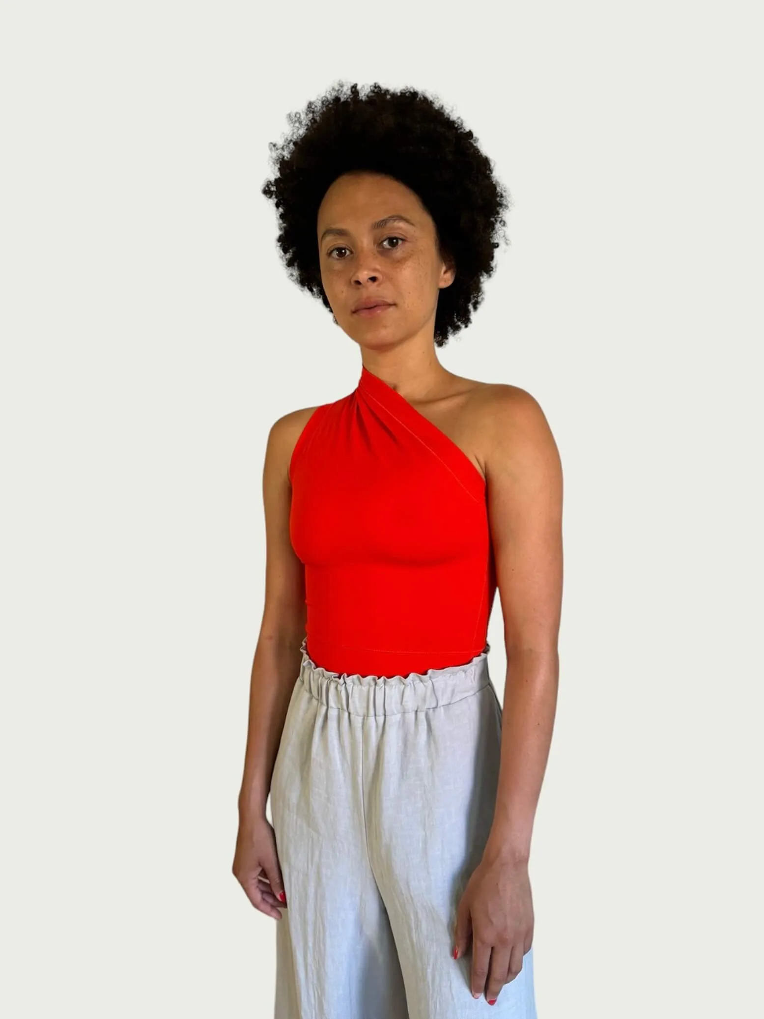 Asymmetrical Tank Top in Electric Tangerine