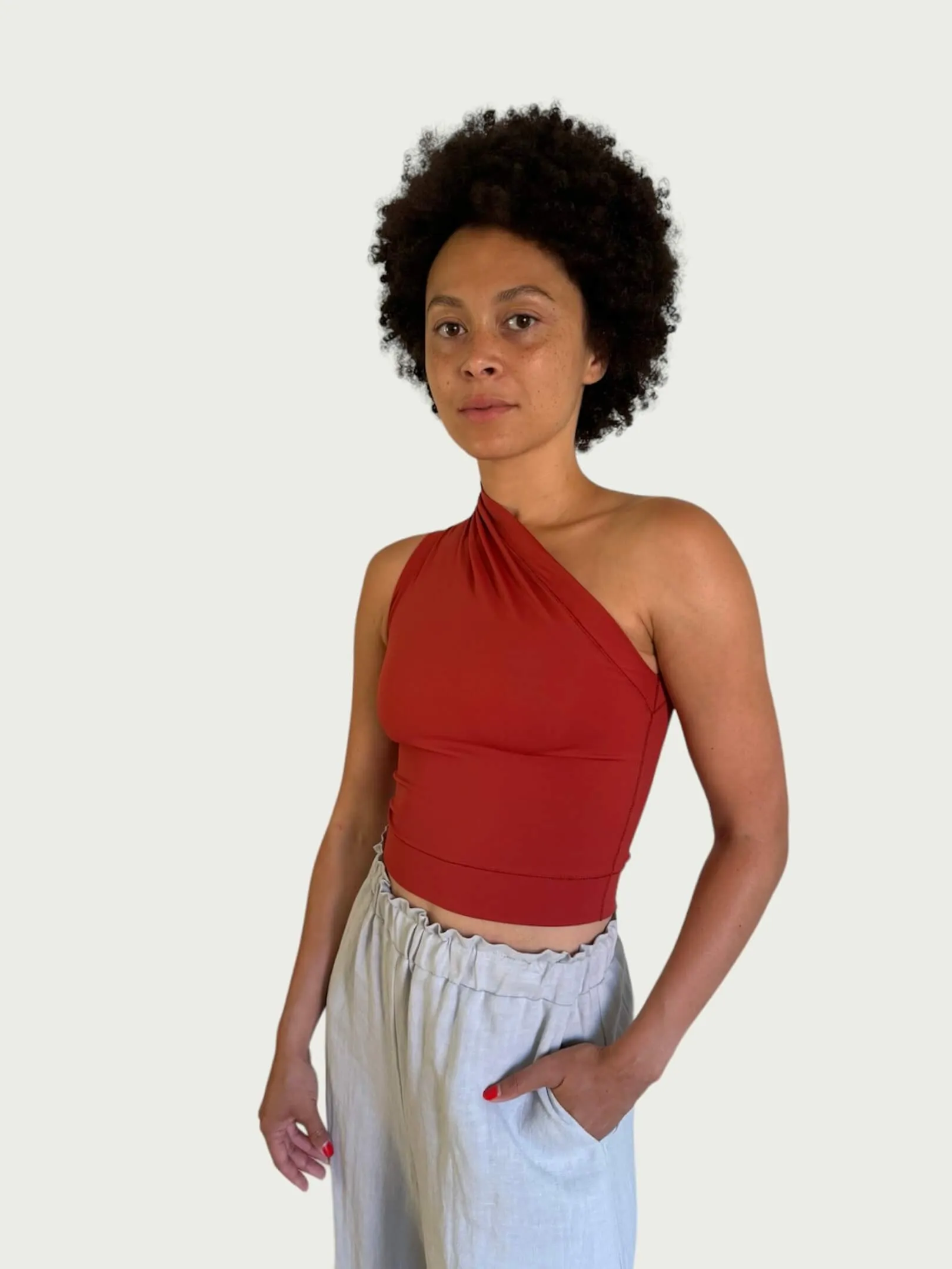 Asymmetrical Tank Top in Rouge