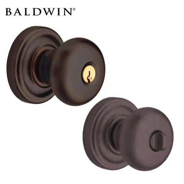 Baldwin Estate - 5205 Classic Knob Set - 5048 Circle Rose - Optional Finish - Entrance - Grade 2