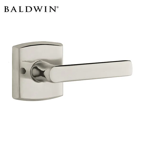 Baldwin Reserve - 5485V - Soho Lever Set - R026 Squared Rose - 056 - Lifetime Satin Nickel - Full Dummy - Reversible Handing