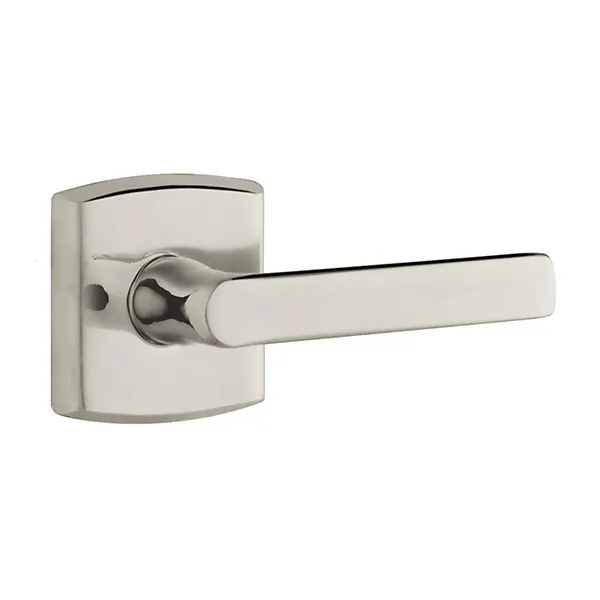 Baldwin Reserve - 5485V - Soho Lever Set - R026 Squared Rose - 056 - Lifetime Satin Nickel - Full Dummy - Reversible Handing