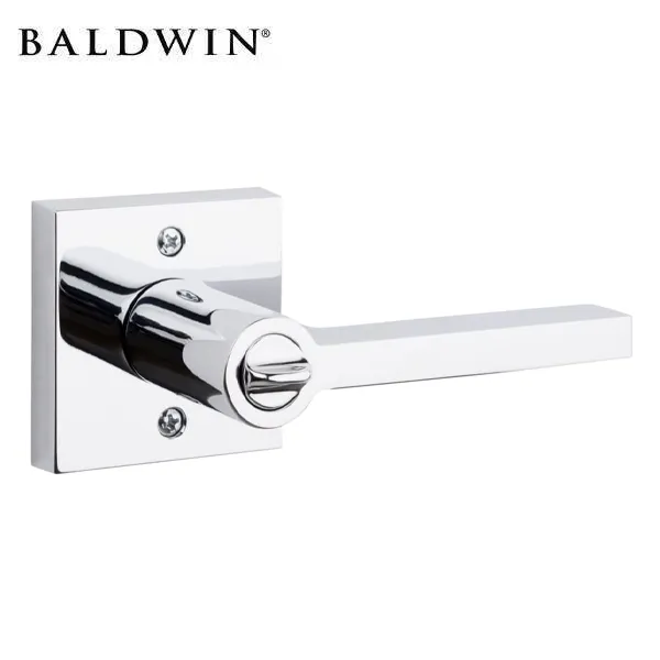Baldwin Reserve - EN.SQU.CSR - Contemporary Square Lever Set - Square Rose - 260 - Polished Chrome - Entrance - Grade 2 - RH