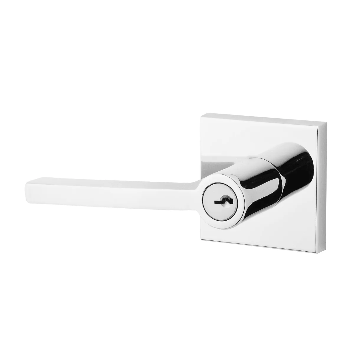 Baldwin Reserve - EN.SQU.CSR - Contemporary Square Lever Set - Square Rose - 260 - Polished Chrome - Entrance - Grade 2 - RH