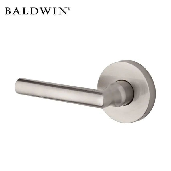 Baldwin Reserve - PS.TUB.CRR - Tubular Lever Set - Contemporary Round Rose - 150 - Satin Nickel - Passage - Grade 2 - LH