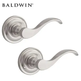 Baldwin Reserve - PV.CUR.TRR - Curve Lever Set - Traditional Round Rose - 150 - Satin Nickel - Privacy - Grade 2 - RH
