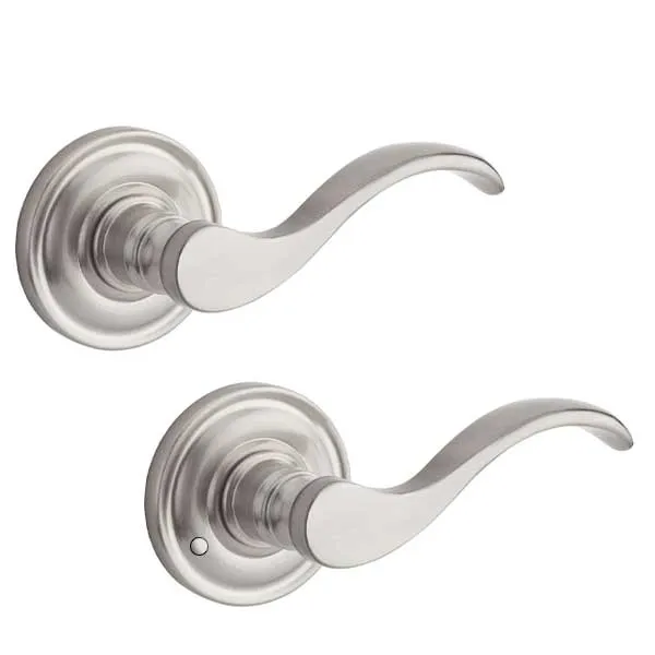 Baldwin Reserve - PV.CUR.TRR - Curve Lever Set - Traditional Round Rose - 150 - Satin Nickel - Privacy - Grade 2 - RH