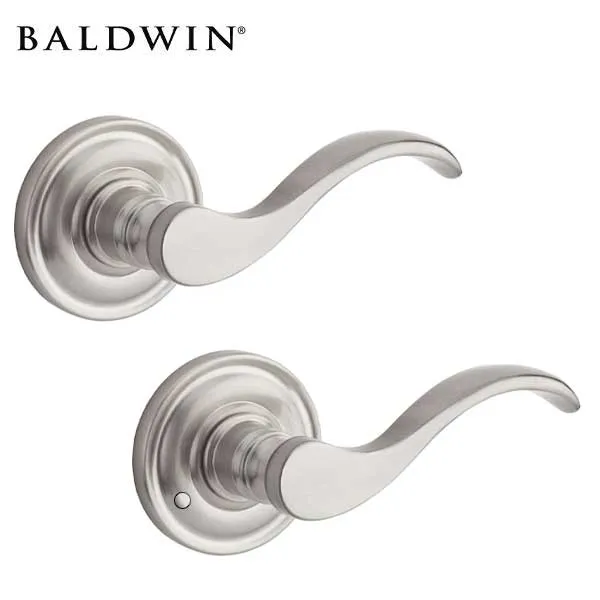 Baldwin Reserve - PV.CUR.TRR - Curve Lever Set - Traditional Round Rose - 150 - Satin Nickel - Privacy - Grade 2 - RH
